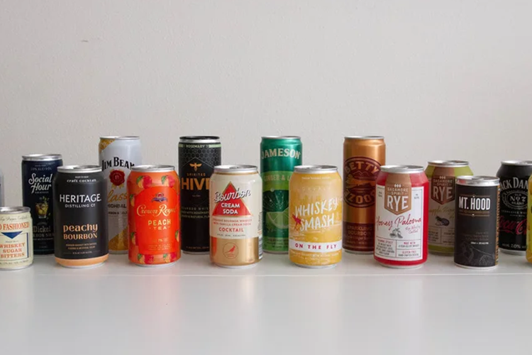 Betty Booze cans lined up with other brands
