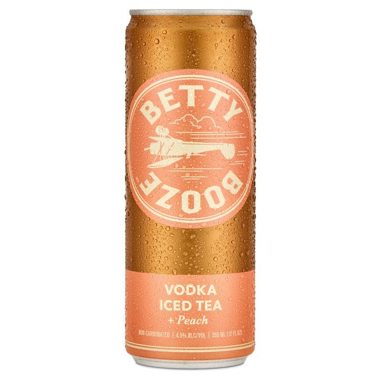 Can of Betty Booze Vodka Iced Tea Peach on a white background