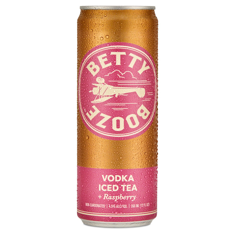 Can of Betty Booze Vodka Iced Tea with Raspberry on a white background