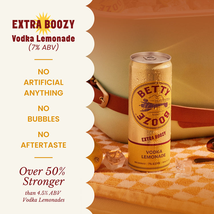 Graphic showing the product benefits of Betty Booze