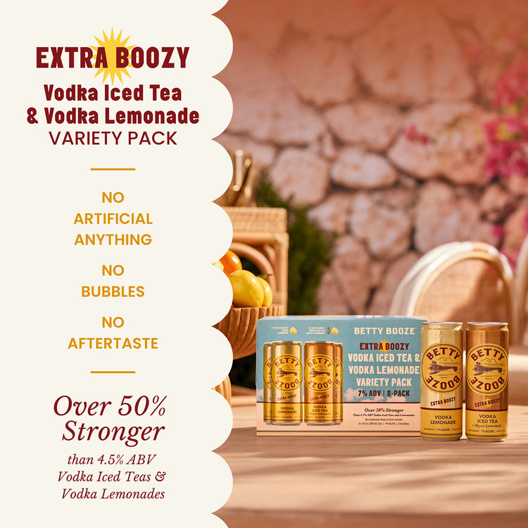 Graphic showing the product benefits of Betty Booze