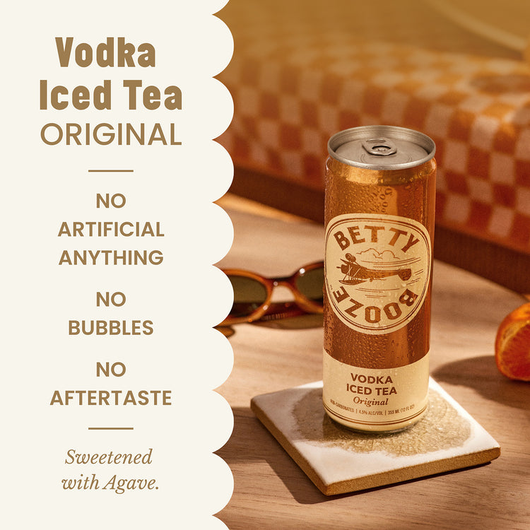 Graphic showing the product benefits of Betty Booze