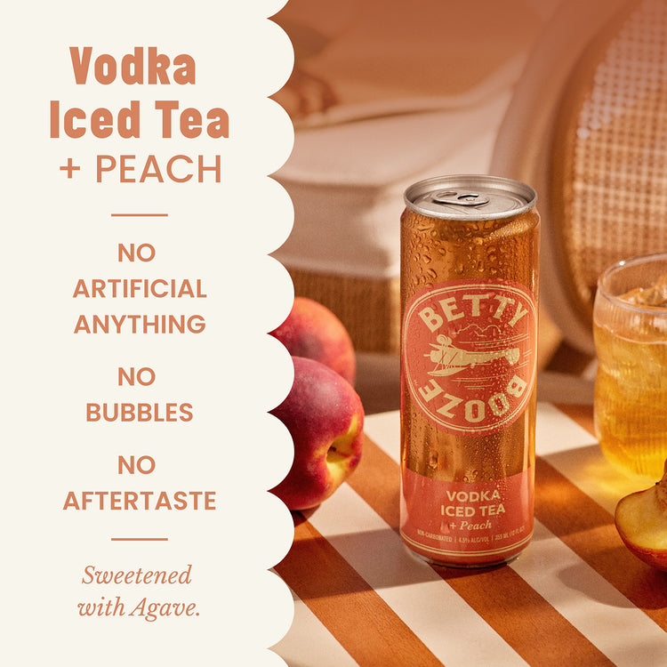Graphic showing the product benefits of Betty Booze