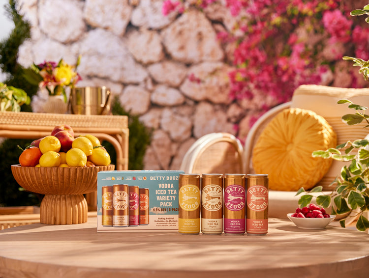 Betty Booze Vodka Iced Tea Variety Pack on a table