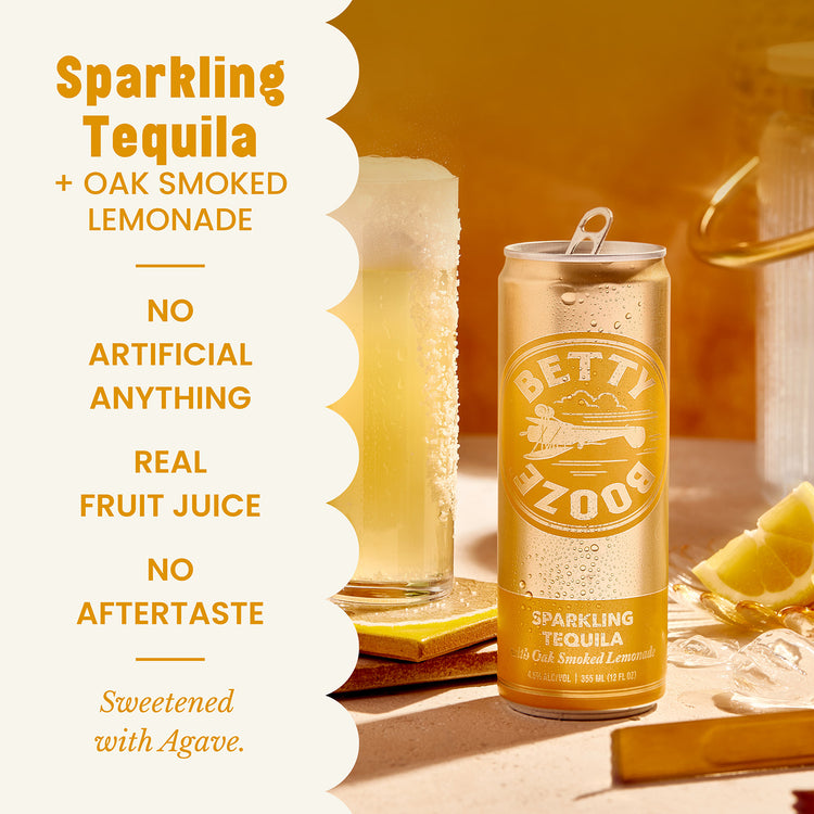 Graphic showing the product benefits of Betty Booze