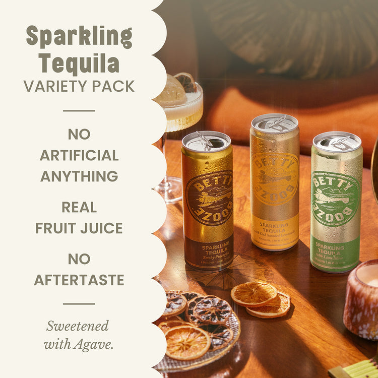 Graphic showing the product benefits of Betty Booze
